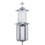 Felinar Funerar Dublu ZN cu Sticla + Picior 30CM - Img 1